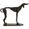 14" Bronze Polystone Distressed Slim Frame Dog Sculpture with Gold Accents